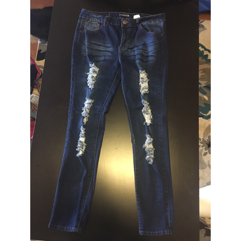 Plus size distressed jeans